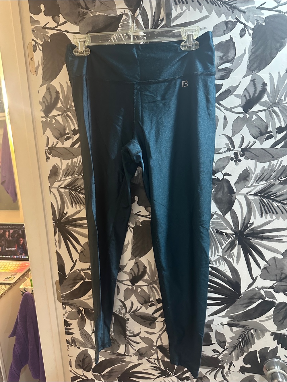 Buff Bunny x Peloton XL Glittery Workout Leggings with Small Logo - Deep Teal